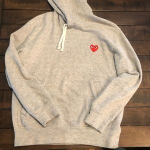 Commes des Garcon Play Gray hooded sweatshirt
